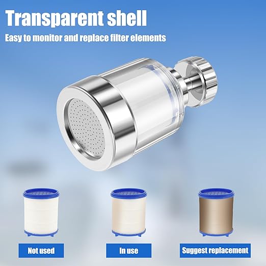 3 PCS Sink Filter Water Faucet, 360 ° Rotating Bathroom Sink Filter, Removes Chlorine Fluoride Heavy Metals Hard Water for Home Bathroom & Kitchen