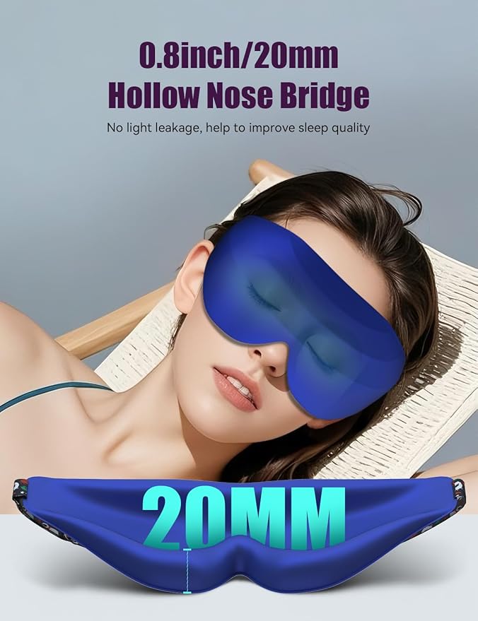 Sleep Mask for Side Sleeper Women Men, EVA BELLE Eye Mask for Sleeping Light Blocking, 3D Sleeping Mask Blackout, Soft Breathable Eye Shade Cover with Adjustable Elastic Strap for Travel Home Nap Rest