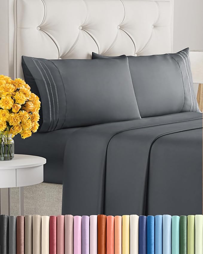 Cal King Size 4-Piece Sheet Set - Extra Soft, Breathable & Cooling - Hotel Luxury Durable Bed Sheets - Deep Pockets, Easy-Fit & Wrinkle-Free - Slate Blue Oeko-Tex