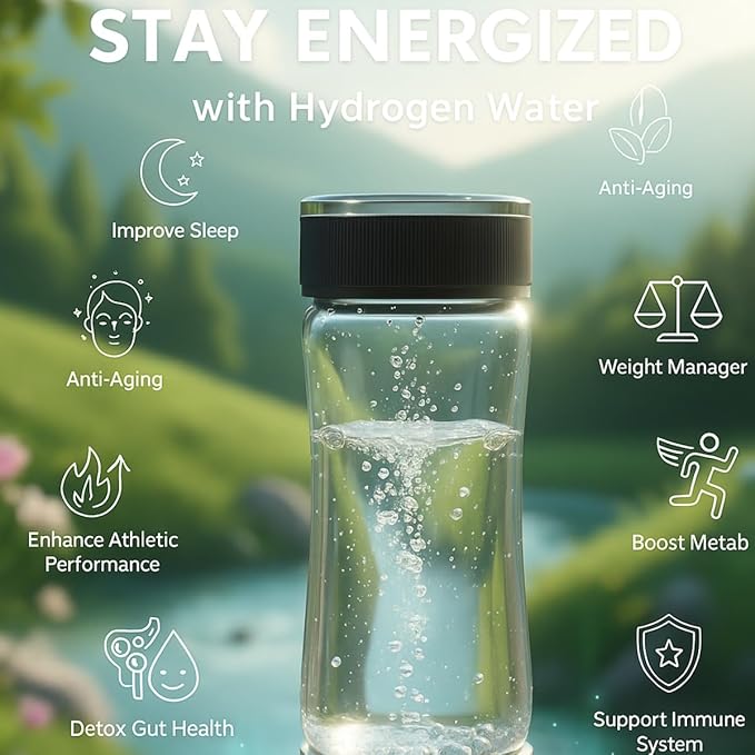 Upgrade 6000 PPB Portable Hydrogen Water Bottle for Healthy Hydration, 10-Min 6000ppb High Concentration, Food-Grade Glass, Rechargeable Portable Hydrogen Generator for Healthy Hydration (6000)