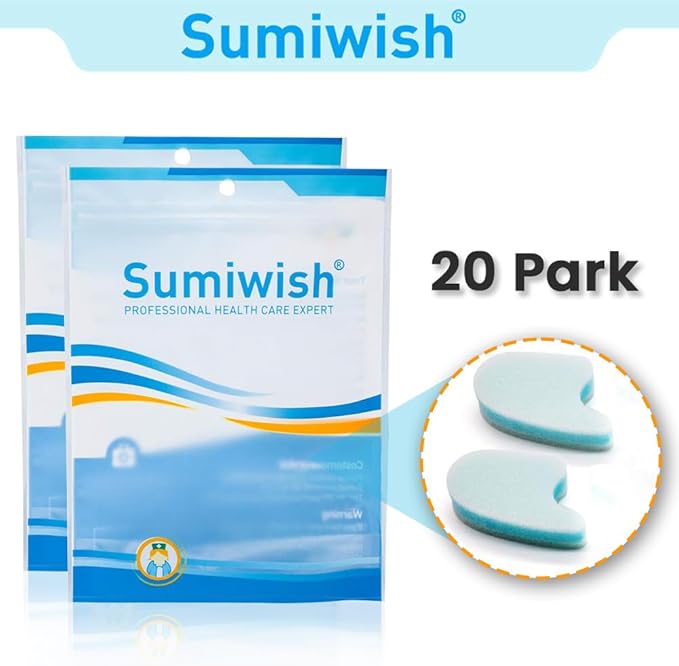 Sumiwish Foam Toe Separators, 20 Pack Breathable Toe Spacers, Reduce Friction and Relieve Corns Pain, Overlapping Toes Corrector - (Blue)