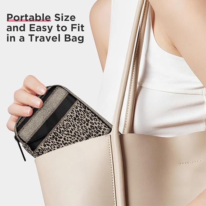 Leopard Print Cheetah Pill Case Everyday Travel, 7 Day Weekly Medicine Pill Box Compact Portable Pills Bottle Organizer with Zipper for Daily Vitamin Medicine Holder Bottle Organizers Bag