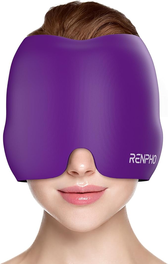 RENPHO Migraine Relief Cap, FSA Eligible HSA Headache Relief Cap, Ice Head Wrap with Hot or Cold Therapy, Hangover Relief Products, Anxiety Relief Items, Ice Face Mask, Gifts for Women Men