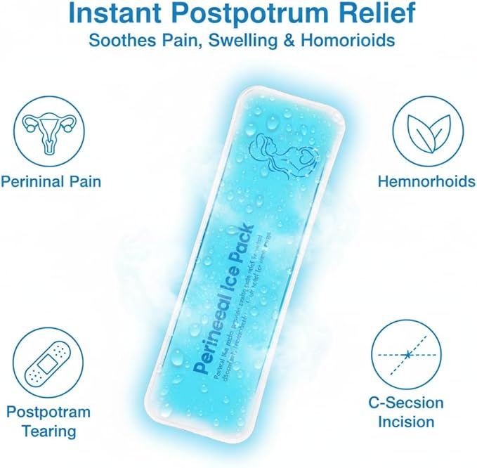 Perineal Cooling Pad, Postpartum Cold Packs Gel Bead Ice Pack Cold Therapy for Women After Pregnancy and Delivery, 2 Ice Pack and 3 Cover (Blue Gel Ice Pack)