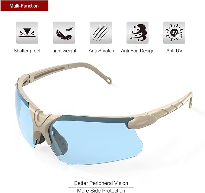 xaegistac Shooting Glasses with Case Anti Fog Hunting Safety Glasses for Adults