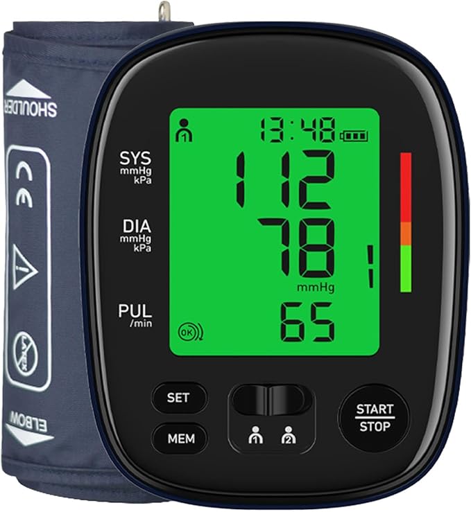 Automatic Upper Arm Blood Pressure Monitor, Dual User 2 x120 Memories Digital Blood Pressure Machine (8.7"-16.5") Cuff Size 4*AA Batteries & USB-C Cable, Irregular Heartbeat & Pulse Detection