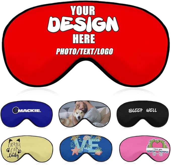 Custom Sleeping Eye Masks with Your Own Design, Customized Light Blocking Eyeshade for Deep Sleep Nap, Customize Blindfold Travel Accessory Sleep Aid Airplane Night Companion,#Red