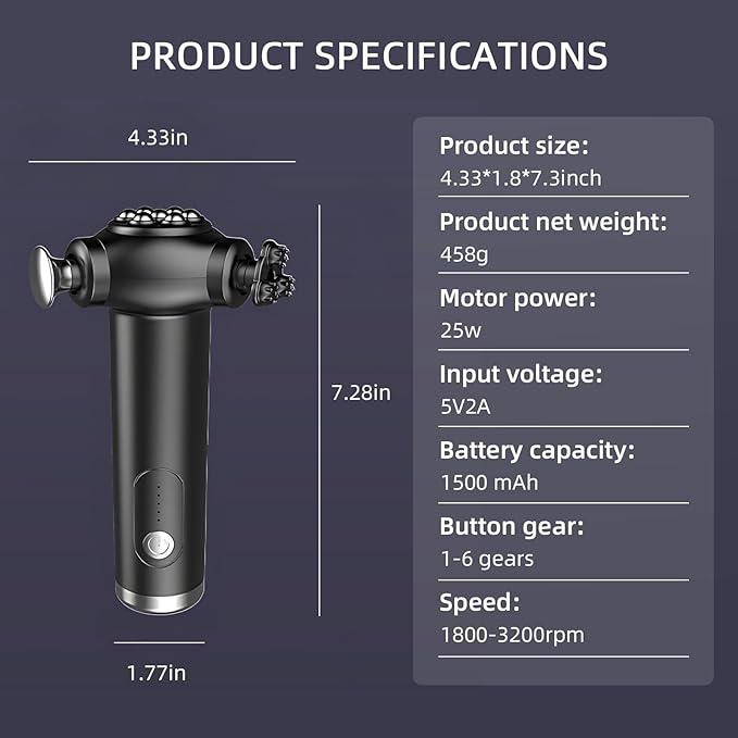 Fast Release Therapy Massager 2025 New - Handheld Deep Tissue Massage Gun, 360° Rotating Bead, 5 Speed Vibrating Muscle Massager for Full Body Relief, Trigger Point Therapy Tool Portable