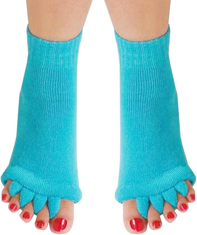 AIBEARTY 3 Pairs Yoga Sport Gym Five Toe Separator Socks Foot Massage Toeless Socks