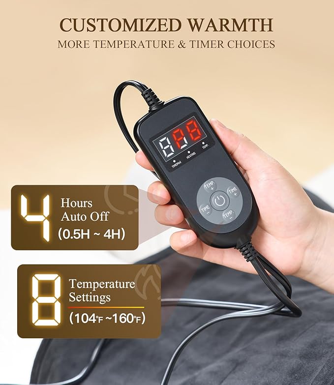 Lower Back Heating Pad: 2X Graphene Extra Hot Heating Wrap for Back Pain Relief - Max 160℉ Heat for Men Waist Deeper Relaxation After Heavy Work - 4H Auto Off 8 Heat Settings (Dark Grey)