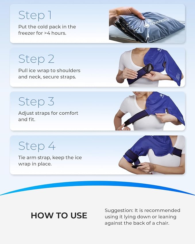 CooCoCo Shoulder Ice Pack Rotator Cuff Cold Therapy Wrap, HSA Eligible Ice Packs for Injuries Reusable, Instant Cold Compression Brace for Shoulder Pain Relief & Tendonitis, Recovery After Surgery