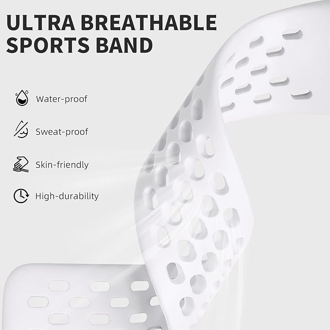 Replacement Bands Compatible with Fitbit Charge 5/ Charge 6 for Women Men, Soft Breathable Sport Bracelet Adjustable Waterproof Wristbands for Fitbit Charge 5/ Charge 6 Advanced Fitness Tracker, White