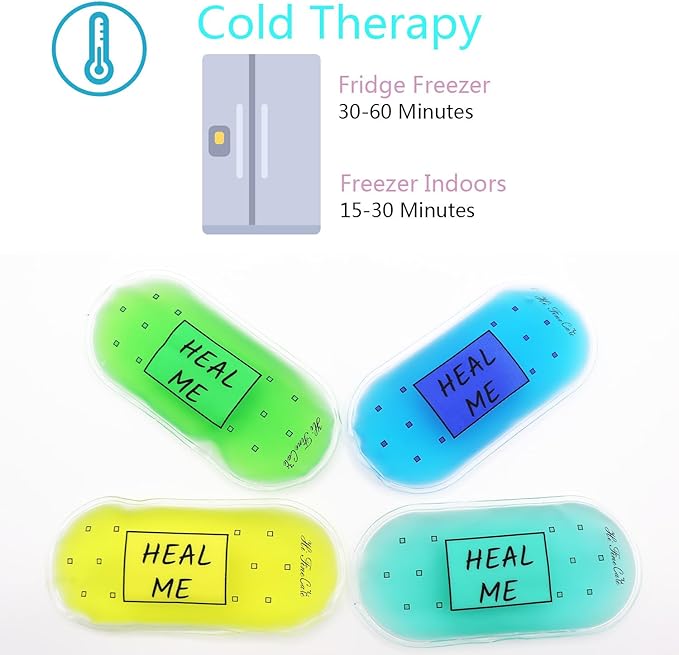 Boo Boo Ice Pack for Kids, Small Ice Pack for Injuries Cold Compress Gel Pack Cold Therapy for Scrape Knee, Bump Head, Hurt Elbow, Hit Thumb (4 Count (Heal me))