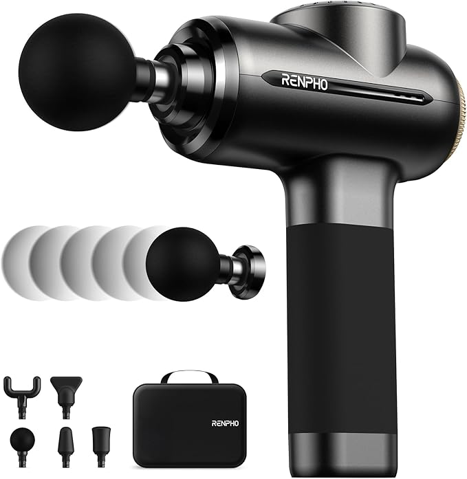 RENPHO Active Evo Massage Gun, Deep Tissue Back Massage with 8-12mm Adjustable Amplitude Heavy-Duty, FSA Approved, Percussion Professional Muscle Massager Gun for Athtetes & Home Use, HSA