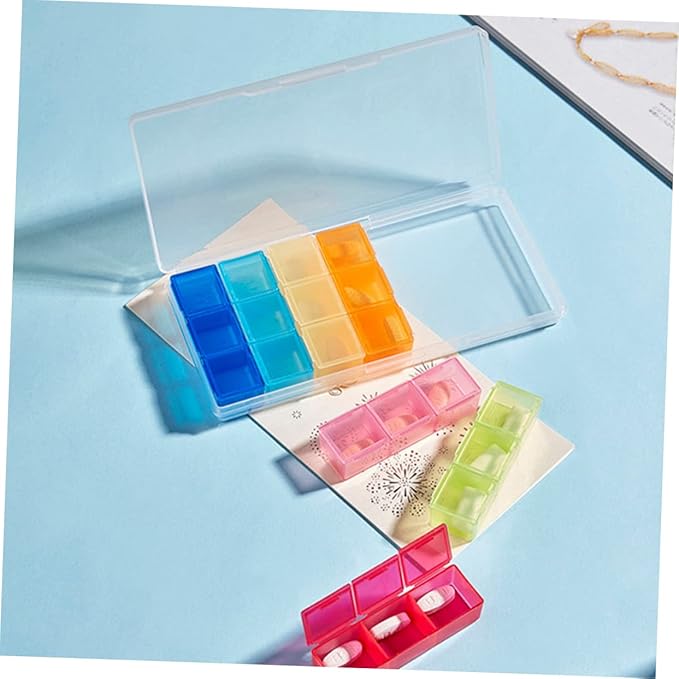 2pcs Portable Days Pill Organizer Compartments Colorful Medication Storage Box for Family Use Daily Medicine Dispenser Travel-Friendly Design