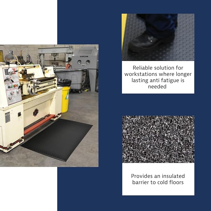 Notrax 417 Bubble Sof-Tred™ with Dyna-Shield® 2' x 3' x 1/2" Anti Fatigue Mat, Slip Resistant Bubble Textured Surface, Ideal for Industrial and Commercial Workplaces, Black, 417S0023BL