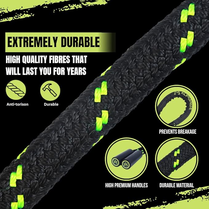 Heavy Jump Rope For Fitness 3LB - New 360 Rotating Handles Weighted Jump Rope - Full Body Workout For Men & Women