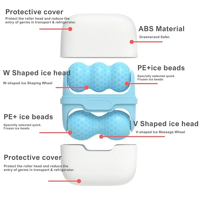 Ice Roller for Face Cooling Massager for Puffiness, Wrinkle Reduction & Migraine Relief – Portable, Reusable – Ideal for Women & Men(Blue)
