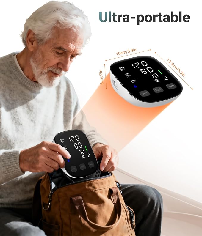 Blood Pressure Monitor with BP Cuff 8.7”-16.5”- Upper Arm Blood Pressure Monitors for Home Use AC-Powered&AAA Battery Charging/3-color Indicator-High Blood Pressure Machine Tracks Two Users
