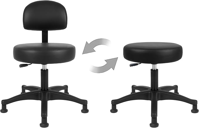 TAKE UR SEAT® Economical Multi-Purpose Medical Spa Chair Stool with Adjustable seat and Back Height. Advanced Fabric seat Cover is Easy to Clean. Glide (Table Height Black)