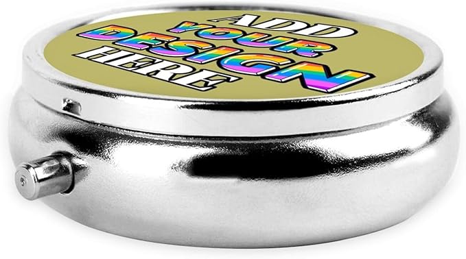 Custom Travel Pill Box, Medicine Pill Organizer Case Container Travel Pill Holder Vitamin for Boxes Med Wallet Portable Mini Pastillero Round, Dark Khaki, Personalized Gifts with Photo