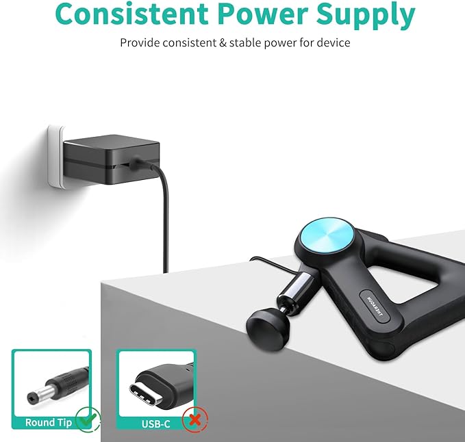 HKY 20V Charger for Theragun Elite,Theragun PRO G4, G3, G3PRO,G3-PRO,Elite-PKG-BLK-US PRO G4 G4Pro Percussive Massager Muscle Gun Stimulator Handheld Deep Tissue Massage Gun Ac DC Adapter Power Supply