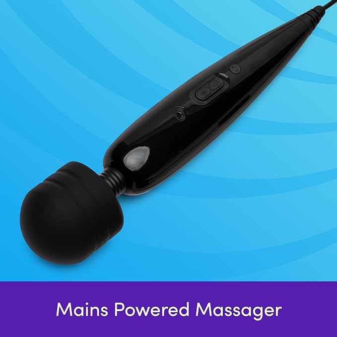 Lovehoney Powerful Electric Handheld Massager - Mains Powered Body Massage Tool with 12 Vibration Modes - Flexible Neck for Muscle Aches in Back, Neck, Shoulders, Legs – Black