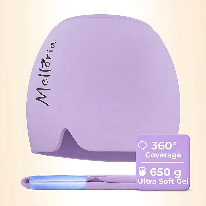 Migraine Relief Cap – Reusable Cooling Hat with Headache & Stress Relief | Soft, Stretchy Fit & Gentle Compression | Self-Care Essential Cold Gel Pack (Violet)