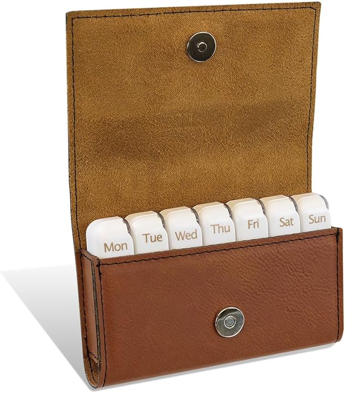 Customized Medicine Organizer | Travel Medicine Case 7 Day 3 Times A Day Organizer|PU Leather Pill Box |Vitamin Holder | Supplement Organizer