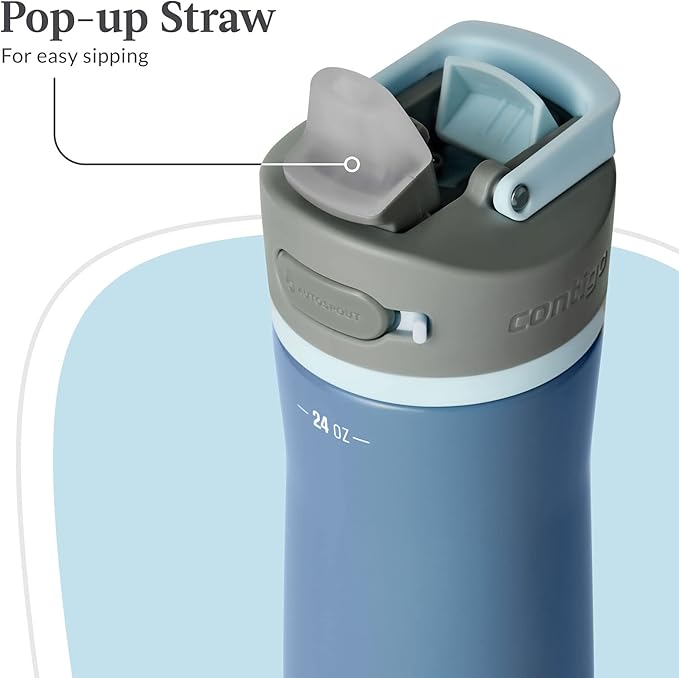 Contigo Wells Chill Stainless Steel Filter Water Bottle with AUTOSPOUT Straw Lid and Replacement Filter, 24 Oz. [color]