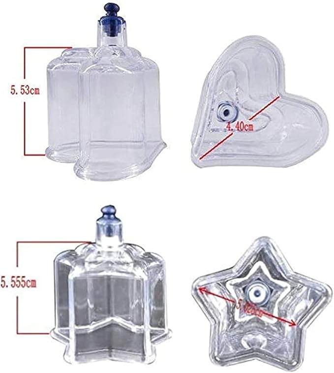 10Pcs Heart and Star Shaped Cupping Cups 1 Cupping Gun Plastic Vacuum Cupping Therapy Set Cupping Kit Massager with Box