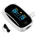 Fingertip Pulse Oximeter, Blood Oxygen Saturation (SpO2) Monitor for Fast Readings, Track Heart Rate, Respiration Rate (RR) & PI, Rechargeable with Rotatable OLED Display, 6 Modes, Portable - White