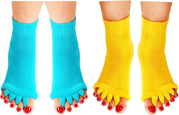 Toe Separator Yoga Gym Sports Massage Foot Alignment Socks 2 Pairs