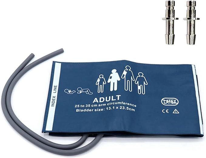 Universal NIBP Cuff with BP12 Connector for Adult, 25-35 cm Reusable Dual Tube PU Replacement BP Cuff with Inner Airbag for Blood Pressure Monitor Machine