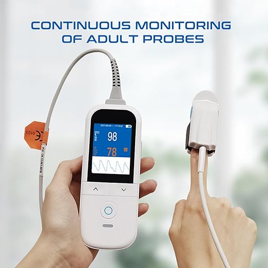 Handheld Pulse Oximeter for Baby and Adults, Fast SpO2 Reading Oximeters Accurate Infants Oxygen Saturation Monitor with Alarm Toddler Adjustable Rechargeable Continuous Monitoring Overnight for Family