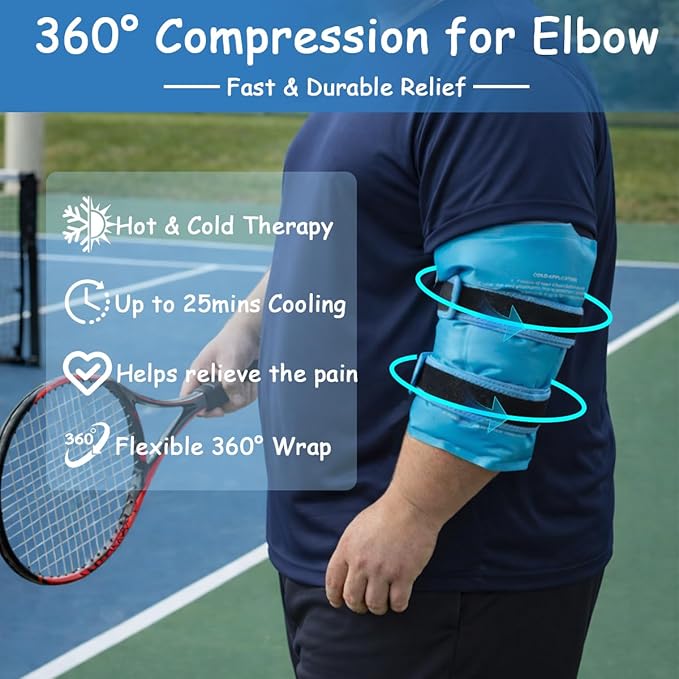 King Mills Plus Size Elbow Ice Sleeve, Ideally Used as Tennis Elbow Ice Pack Wrap with Cold or Hot Therapy for Bursitis, Golfers Treatment, Arthritis, and Tendonitis Pain Relief