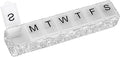Soleebee Portable Weekly 7 Day Pill Organizer, Bling Crystal Pill Box Case, Travel Pill Planner, Pill Dispenser, Medicine Vitamin Container Organizer (Silver)