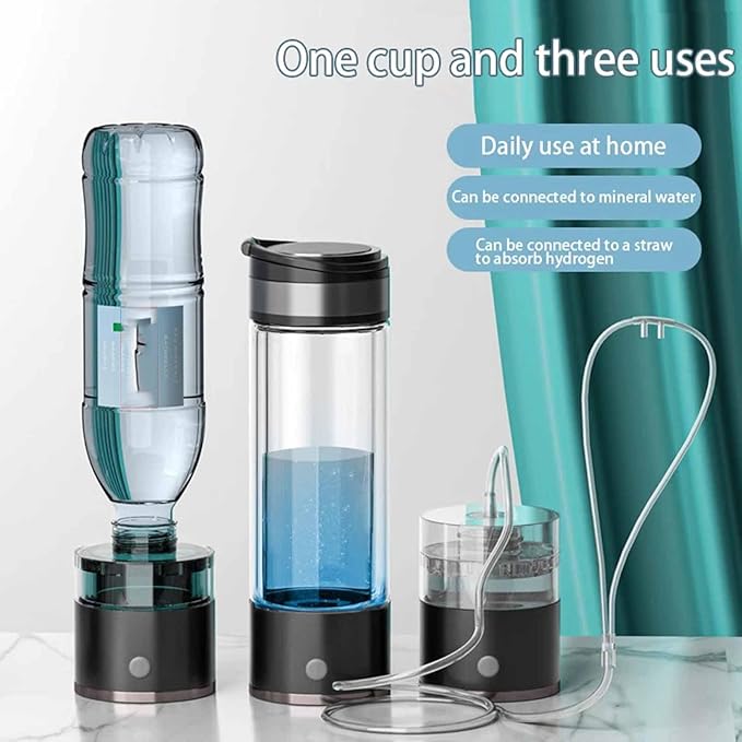 Molecular Hydrogen Water Bottle Generator, 480mL Up to 5500 PPB, Performance SPE+PEM Dual Chamber Technology, Equipped with Hydrogen Inhalation Device