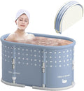 Portable Bath Tub No Installation, Foldable Bathtub for Adults, Separate Hot SPA Tub for Shower Stall, Non-Inflatable Ice Folding Bathubs, Family Soaking Baths (Gray, 37.4×21.6×21.6 inch)