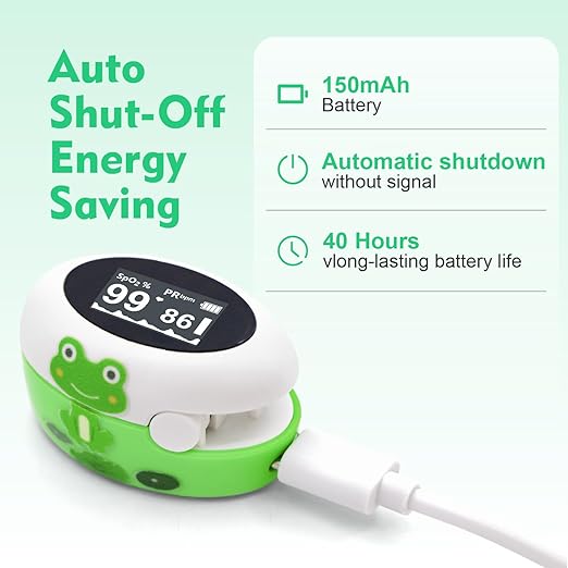Cartoon Fingertip Pulse Oximeter, Rechargeable Blood Oxygen Saturation Monitor with OLED Display, 7 Seconds Spo2 & PR Results,Auto-Rotation Reading,Used for Aviation Sports - Great Kids Gift