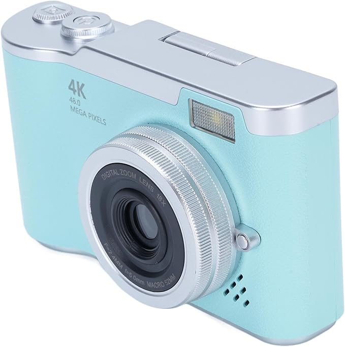 48MP Digital Camera, 1080P Video Camera, 8X Zoom, 2.4 Inch HD Flip Screen, LED Fill Light, Long Battery Life, with Multiple Functions for Entertaining Photography (Green)