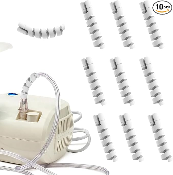 10 Pack Oxygen Tube Support Crimp Straightener for Oxygen Hose Keep Oxygen Hose from Kinking, for Portable Oxygen Concentrator Oxygen Hose Nasal Cannula（White）