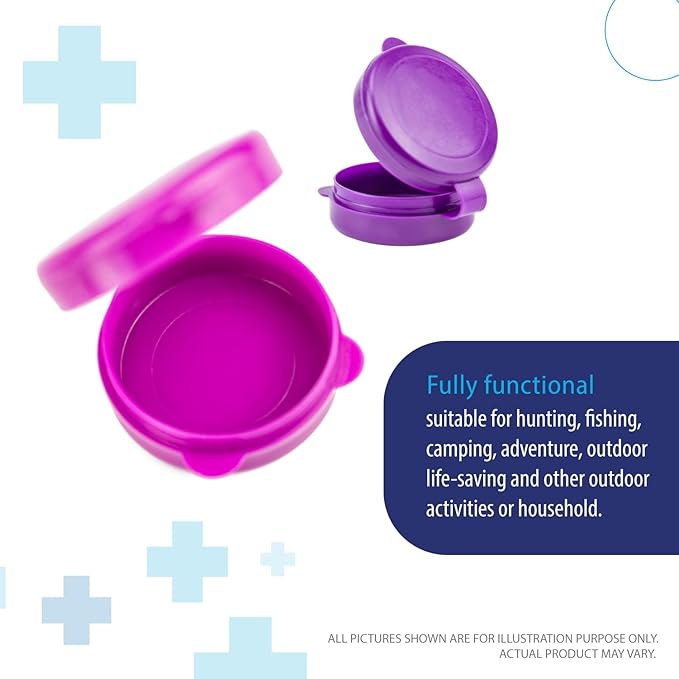 Deke Home - Pill Container Small, Round Pill Organizer, 3 Pack Single Pill Case for Medicine, Daily Mini Pill Box for Purse or Pocket, Light Storage for Travel, BPA Free (3 Colors)