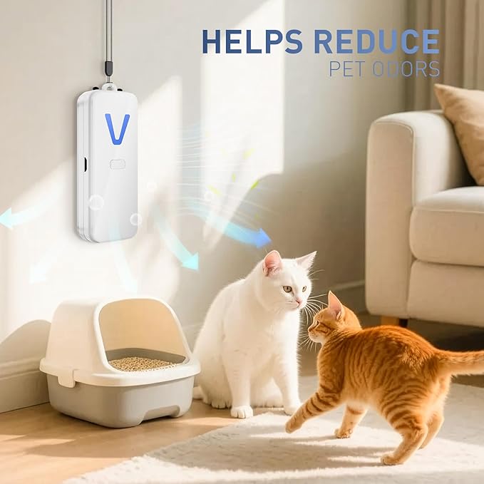 Air Ionizer, Negative Ion Air Purifier for Pet Homes and Small Spaces, Quiet Ozone Free Filterless Air Cleaner for Cat Litter Room, Bathroom, Bedroom, Desk (F2V White)