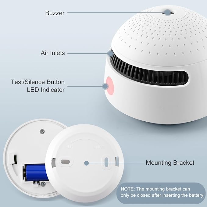 6-Pack Smart Smoke Detector with 10-Year Battery(Replaceable),Wi-Fi Smoke Detector with Smart Life App Notifications,Mini Size Fire Alarm for Home,RV,Easy Install