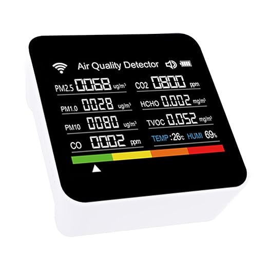 Zunate 14 in 1 Air Quality Detector, Professional Indoor Monitor with PM2.5 VOC Sensor, Smart WiFi Enabled Portable Tester for Temperature and Humidity Tracking