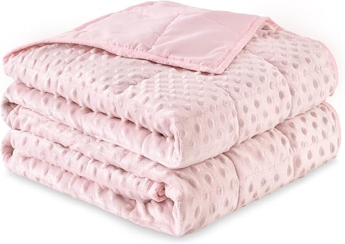 Sivio Weighted Blanket for Adult(20lbs, 60"×80", Queen Size), Breathable Soft Minky Weighted Throw Blanket Queen for All Season,Heavy Blanket with Premium Glass Beads, Pink