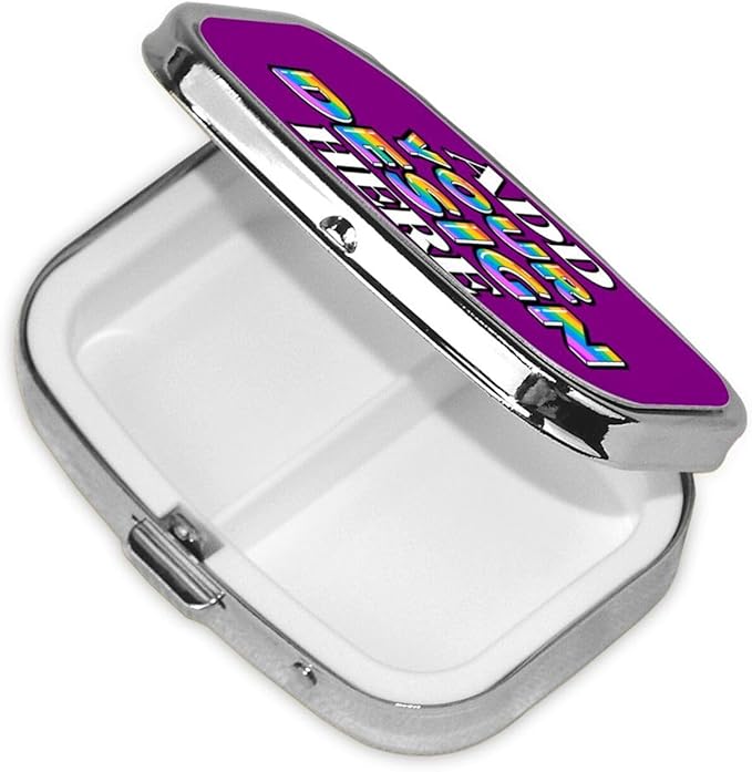 Custom Pill Organizer, Medicine Pill Box Case Container Travel Pill Holder Vitamin for Purse Med Wallet Portable Mini Pastillero Square, Purple01, Customized Gifts