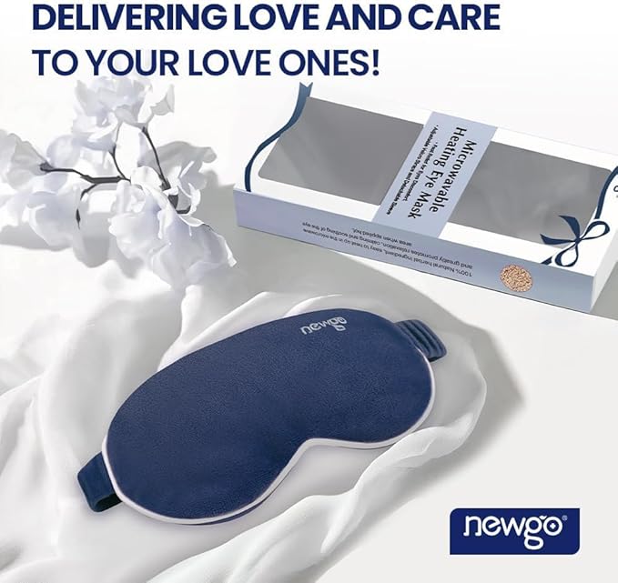 NEWGO Microwave Heated Eye Mask Soothing Relief for Dry Eyes, Heat Therapy Warm Eye Compress with Removable Cover for Stye, Blepharitis, Relaxation or Gift Choice - Blue