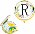 Small Pill Box for Purse Pocket, Personalized Small Pill Case 3 Compartment, Monogrammed Cute Pill Organizer, Gift for Women Teen Girls, Travel Mini Jewelry Box,Earring Holder Organizer
